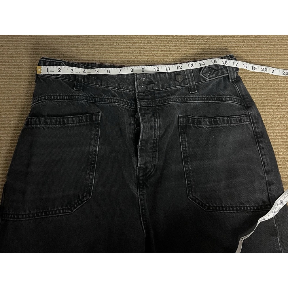 We The Free Womens 31 Jeans Black Baggy Straight Leg 100% Cotton Utility - Picture 2 of 10